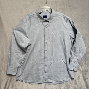 David Donahue Dress Shirt Mens 2XL Gray Check Cashmere Button Up Long Sleeve